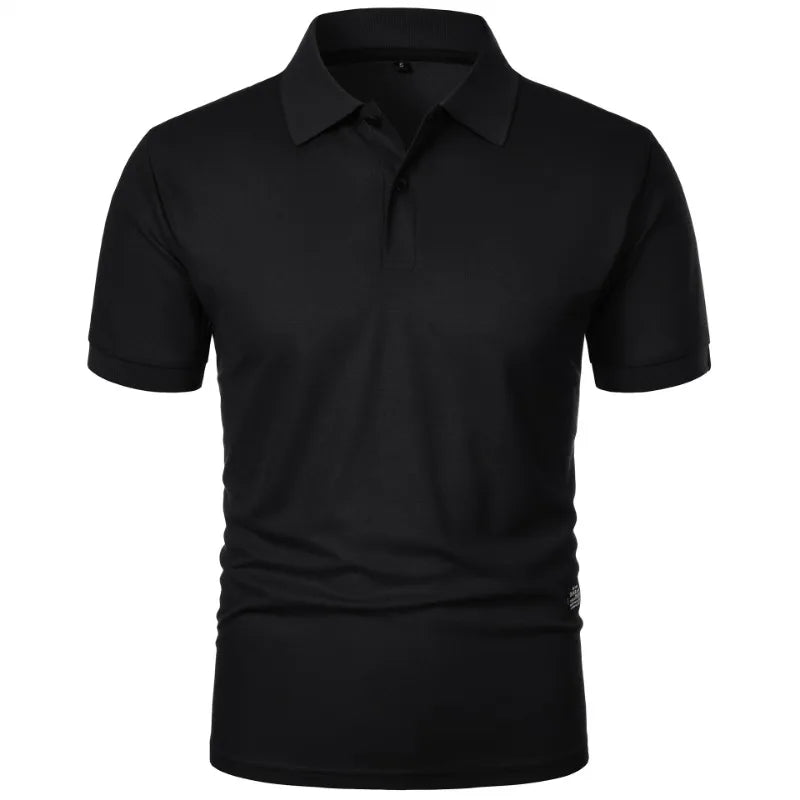 Nova camisa polo de cor sólida masculina, manga curta com botões, camisetas lapela leve streetwear, esporte casual tops