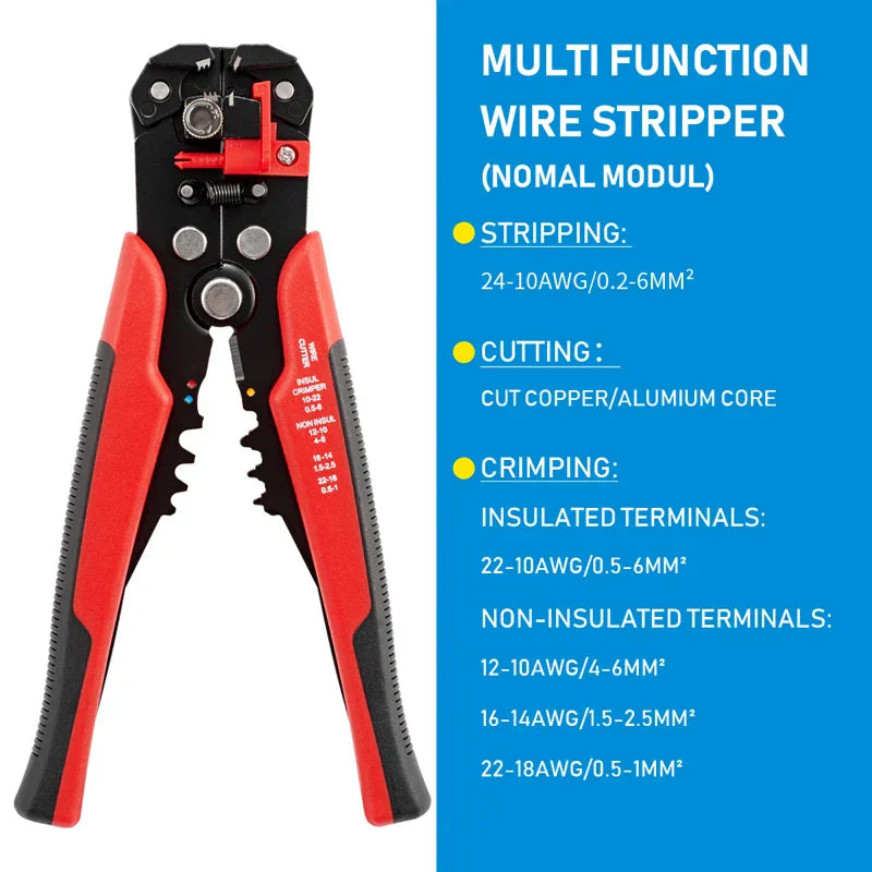 Alicate de crimpagem de cabo ajustável, alicate de decapagem automático multifuncional, ferramenta manual para terminais