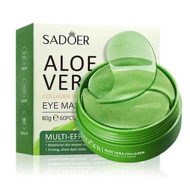 60 peças de máscara de colágeno de aloe vera, antiolheiras, bolsas para os olhos, hidratante, firmador, adesivos para os olhos, produtos para cuidados com a pele