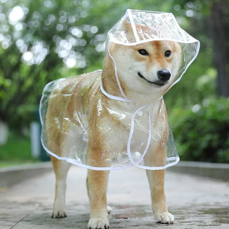 Capa de chuva transparente para cachorro de estimação, capa de chuva com capuz, jaqueta impermeável, roupas macias de PVC, capa de chuva para cachorros pequenos, poncho de chuva