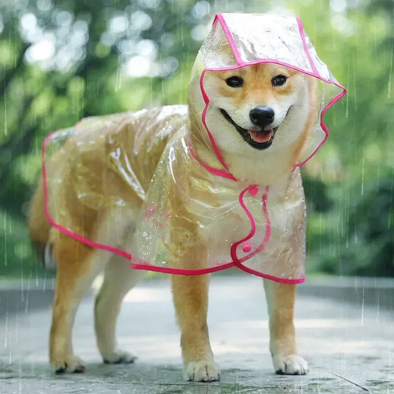 Capa de chuva transparente para cachorro de estimação, capa de chuva com capuz, jaqueta impermeável, roupas macias de PVC, capa de chuva para cachorros pequenos, poncho de chuva