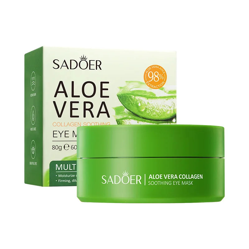 60 peças de máscara de colágeno de aloe vera, antiolheiras, bolsas para os olhos, hidratante, firmador, adesivos para os olhos, produtos para cuidados com a pele