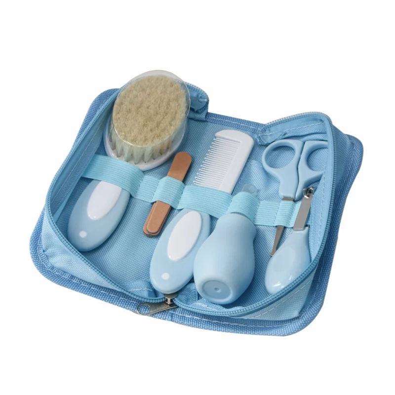 Kit de cuidados para bebês, seis peças, inalador nasal para bebês, cortador de unhas, escova, lixa, pente, conjunto de tesouras, acessórios de limpeza e cuidados diários para bebês