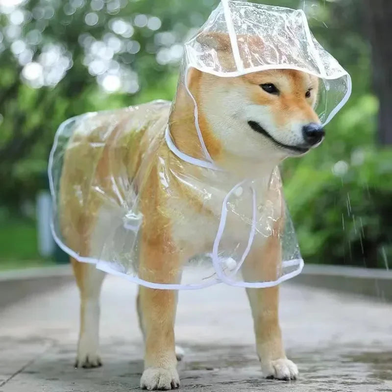 Capa de chuva transparente para cachorro de estimação, capa de chuva com capuz, jaqueta impermeável, roupas macias de PVC, capa de chuva para cachorros pequenos, poncho de chuva