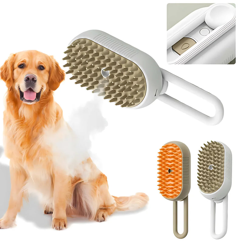 Escova elétrica para cães Steamy, escova para pelos de gatos, spray, 3 em 1, escova a vapor para cães, para massagem, tosa de animais de estimação, remoção de pelos emaranhados e soltos