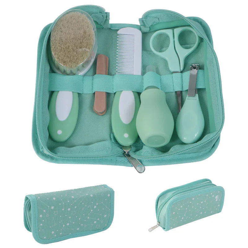 Kit de cuidados para bebês, seis peças, inalador nasal para bebês, cortador de unhas, escova, lixa, pente, conjunto de tesouras, acessórios de limpeza e cuidados diários para bebês