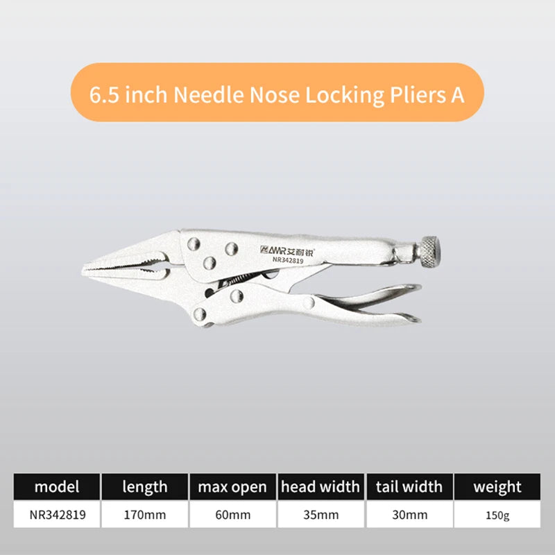 Alicate de pressão AMR, Mandíbula curva, Bico longo reto, Ferramentas de soldagem multifuncionais