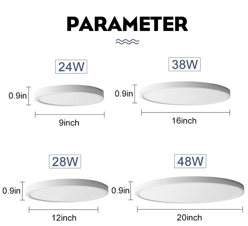 Lâmpada de teto ultrafina de 0,9 polegadas, Luz LED inteligente com Controle remoto e Aplicativo de escurecimento Bluetooth e WIFI, Eletrodomésticos Decoração de interiores