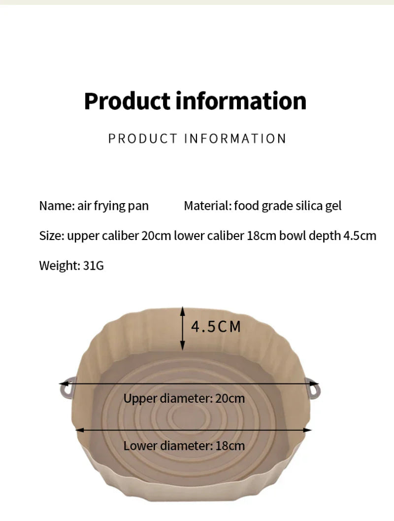 Cesta de silicone para Air Fryer, forro para panelas reutilizável, resistente ao calor, para assar alimentos, acessório para forno Air Fryer.