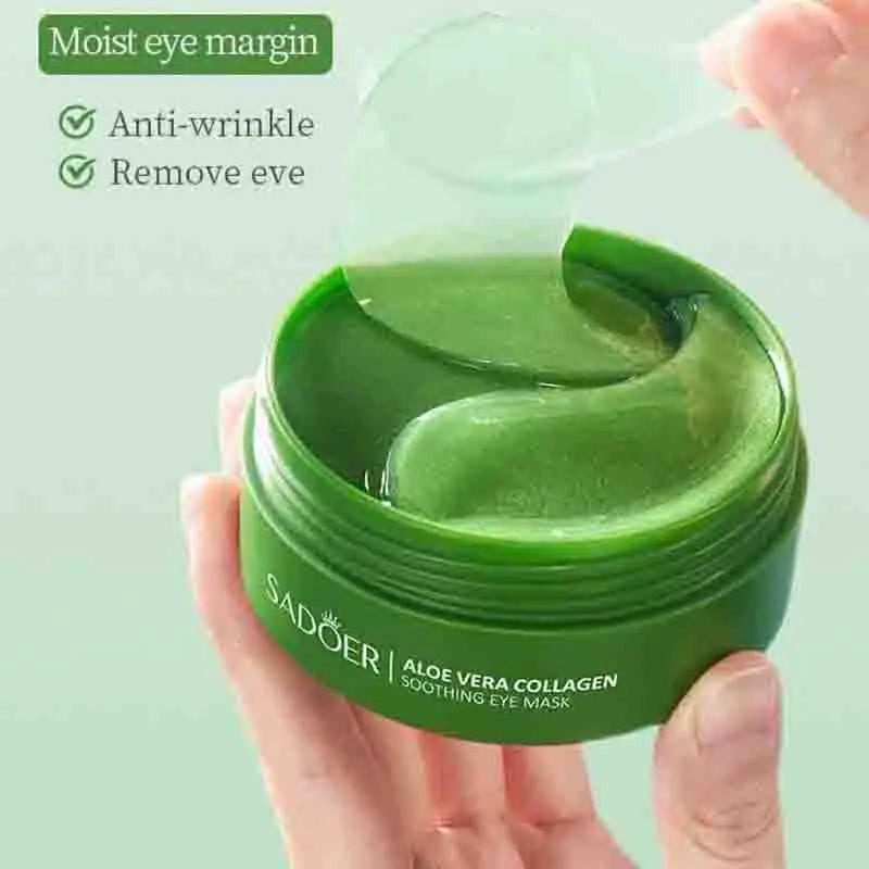 60 peças de máscara de colágeno de aloe vera, antiolheiras, bolsas para os olhos, hidratante, firmador, adesivos para os olhos, produtos para cuidados com a pele